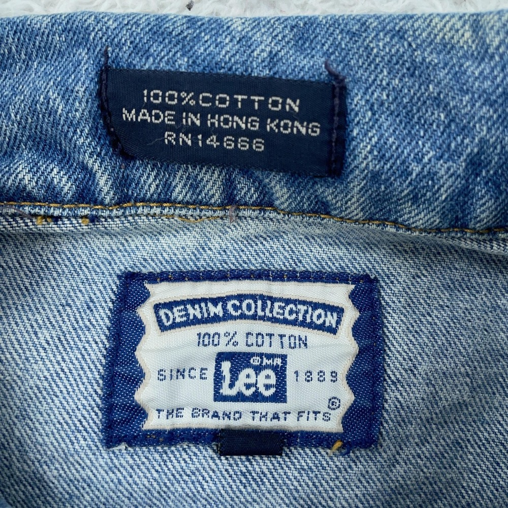 VINTAGE Lee Denim Jacket CROP FIT M/L Trucker Corvette Callaway Grand Sport 90s - Picture 11 of 12